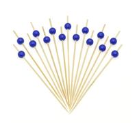 Minisland Stuzzicadenti da cocktail blu navy perlato, lunghi 11,9 cm, in bambù, per antipasti, bevande, festa dell'indipendenza, feste, salumi, cibo, frutta, spiedini, 100 pezzi, MSL450