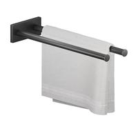 MINISMUS Porta Asciugamani Bagno - Portasciugamani Antiruggine con Fermo Terminale Antiscivolo, Bracci Doppi per Appendere 2 Asciugamani Separatamente per un’Asciugatura Rapida (Nero)