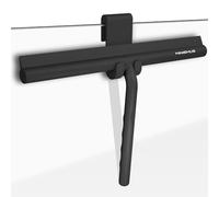 Minismus Tergivetro per Doccia - Pulisci Vetri Porte e Finestre - Tergivetro Doccia Silicone - Pulisci Doccia Vetro, Bagno e Specchi - Senza Foratura, Supporto Incluso (Nero, 28 cm)