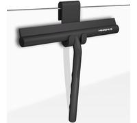 Minismus Tergivetro per Doccia - Pulisci Vetri Porte e Finestre - Tergivetro Doccia Silicone - Pulisci Doccia Vetro, Bagno e Specchi - Senza Foratura, Supporto Incluso (Nero, 21 cm)