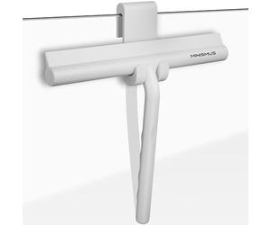 Minismus Tergivetro per Doccia - Pulisci Vetri Porte e Finestre - Tergivetro Doccia Silicone - Pulisci Doccia Vetro, Bagno e Specchi - Senza Foratura, Supporto Incluso (Bianco, 21 cm)