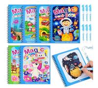 MINISOISO 6 Pezzi Libro di Pittura ad Acqua con 6 Penna Acqua,Giocattolo Magico da Colorare, Libro di Pittura ad Acqua per Bambini, Regalo per Ragazzi Ragazze Dai