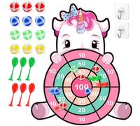 MINISOISO 71cm Unicorno Gioco Freccette Bambini, Bersaglio Freccette Bambini con 12 Palline Adesive 6 Freccette, Pieghevole Gioco Freccette per Bambini, Giochi per Feste Interni Esterni per 4-12 Anni