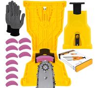 MINISOISO Affila Catena Motosega Portatile, Kit Affilatura Catena Motosega con 10 Pietre per Affilare e un Paio di Guanti, Affilacatene per Motosega, Universal Chainsaw Sharpener per 14-20 Pollici