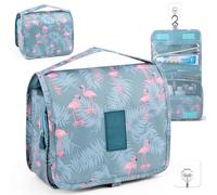MINISOISO Beauty Case da Viaggio Donna, Borsa da Toilette da Appendere, Appeso Toiletry Organizer per Donne, Impermeabile Trousse Trucchi con Gancio, per Viaggi/Outdoor/Campeggio(Flamingo)