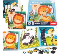 MINISOISO Puzzle Magnetici, 37PCS Puzzle Magnetici Bambini 3 4 5 6 7 Anni, Puzzle Magnetico da Viaggio, Libro Puzzle Magnetico,Animali Puzzle Magnetico per Bambini 3~7 Anni, Regalo, Gioco Viaggio, A