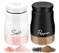 MINISOISO Saliera e Pepiera Set, 2 Pezzi 120ml Sale e Pepe in Vetro con Coperchio in Acciaio Inossidabile, Saliera da Tavola, Sale e Pepe Set in Vetro per Cucina, Barbecue, Ristorante