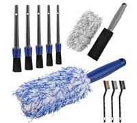 MINISOISO Spazzola Cerchi Auto, 10PCS Microfibra Spazzola Ruote con Detailing Brush,Pennelli Pulizia Auto Kit,Spazzola Pulisci Cerchioni Auto per Cura Cerchioni, Interni, Finestrini, Parti Verniciate