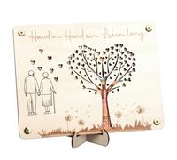 MINISONA Regalo di nozze in legno - biglietto di nozze in legno per coppia di sposi - regalo di denaro per matrimonio - confezione regalo personalizzata con incisione a mano in mano - Una vita lunga