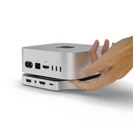 Minisopuru iExpandMate MINI4PRO Mac Mini M4 Dock con 4K@60 HDMI, alloggiamento SSD NVMe M.2 da 4 TB, hub e supporto Mac Mini per Mac Mini M4 e M4 Pro 2024 (TF/SD Solt, 3* USB-A 2.0, audio) | Argento