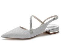 MINITOO Comode scarpe basse da sposa per donne ragazze Slingback sera party décolleté scarpe basse MY198, My198 argento 2 5 cm tacco, 39 EU