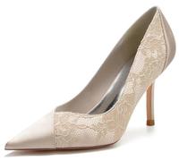 MINITOO Comode scarpe da sposa da donna con tacco a centesimo schiusa matrimonio sera décolleté MY006, My006 Champagne 8 5 cm tacco, 38 EU