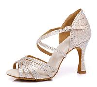 MINITOO Donna Latino Sala Da Ballo Cristalli Scarpe Da Ballo Sandali, L377 Nude 9cm Tacco, 38 EU