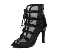 MINITOO Donna Sport Ballroom Scarpe da ballo Latina Salsa Scarpe da ballo, C001 nero tacco 9 8 cm, 40.5 EU