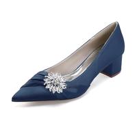 MINITOO Donne Comode Scarpe Da Sposa Scivolare Goffo Basso Tacco Sera Pompe, M378 blu scuro, 37 EU