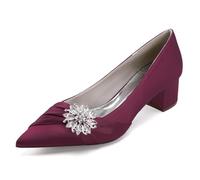 MINITOO Donne Comode Scarpe Da Sposa Scivolare Goffo Basso Tacco Sera Pompe, M378 rosso vinaccia, 38 EU