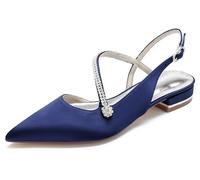 MINITOO Scarpe basse da ragazza, da donna, eleganti, per feste, con lacci, per matrimoni, serate, MY178, My178 Blu scuro 2 5 cm tacco, 38 EU