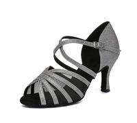 MINITOO Scarpe da ballo sportive con cintura a croce per donna comode scarpe da ballo, L649 grigio 7 5 cm tacco, 37 EU