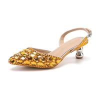 MINITOO Scarpe da sposa comode da donna con tacchi Slingback sera party décolleté, H010 Golden Diamonds, 40.5 EU