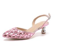 MINITOO Scarpe da sposa comode da donna con tacchi Slingback sera party décolleté, H010 Pink Diamonds, 37.5 EU