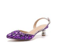 MINITOO Scarpe da sposa comode da donna con tacchi Slingback sera party décolleté, H010 Purple Diamonds, 41 EU