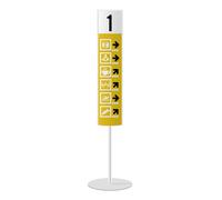 Minitotem bifacciale da interno 35x140 cm con targa 21x100 cm, forex e PVC intercambiabile, alluminio silver
