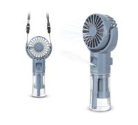 Miniventilatore portatile a tracolla grigio con nebulizzatore