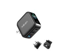 MINIX Blocco caricabatterie rapido GaN USB C a 3 porte da 100 W con display | Adattatore da parete ultra compatto per laptop, controllo touch per MacBook Pro, iPhone 17/16, iPad, Galaxy S25/24 (senza