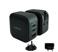 MINIX NEO P1 Caricabatterie da parete con 3 porte USB: 2 x USB-C 3.0 (massimo 65 W), 1 x USB-A Quick Charge 3.0 (massimo 36 W), adattatore incluso: spina UE/UK/USA