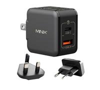 MINIX NEO P1 Mini 33W PPS Dual Port GaN Fast Charger With USB-C and USB-A Quick Charge 3.0 Compatible With iPhone 8-15 Series, Galaxy S10-S21, Pad and More