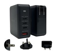 MINIX P165 Caricatore da muro a 4 porte 165W Turbo, con 3 porte USB-C, 1xUSB-C1 PD3.1 (140W) 1xUSB-C2 3.0 (100W) 1 x USB-C3 3.0 (30W) + 1 x USB- A 22,5W Ricarica rapida per laptop, tablet, smartphone