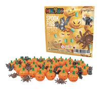 Minizfigs Halloween Spooky Pumpkin Set - 70 Piece Bulk Orange Jack-O-Lantern Pumpkins Bats Spiders Classic Building Toy Accessories for Lego Minifig