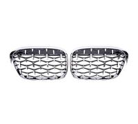 MINJKL Griglia Paraurti Anteriore Compatibile con per X1 F48 F49 2016 2017 2018 2019 Car Diamond Styling Front Kidney Grille Racing Grill Gloss Black Griglie Accessori(Full Silver)