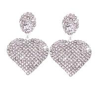 minkissy 1 Paio Amo orecchini Bellissimi orecchini da donna a cuore glitter pendono per ragazze adolescenti per le donne strass Argento