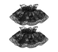 minkissy 1 Paio maniche in pizzo polso mano polsini lolita manette polsini elastici polsino in pizzo da donna maniche di pizzo guanti senza dita in pizzo da donna Black