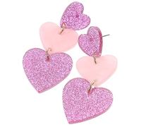 minkissy 1 Paio orecchini a cuore tre orecchini pendenti a cuore cuori orecchini da donna pendenti gioielli di per donne Calco di orecchini per ragazze Acrilico