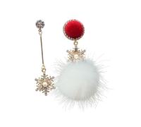minkissy 1 Paio Orecchini a sfera da neve orecchini malvagi squisiti cerchi per le orecchie orecchini asimmetrici penzolante sterlina orecchini con frange perno Palla di pelo