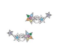 minkissy 1 Paio Orecchini zirconi in argento sterling decorazioni per orecchie a stella borchie perno orecchini a bottone per ragazze orecchini a stella a otto punte Colorful