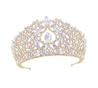 minkissy 1 Pc Di Zircone Di Strass Copricapo Da Sposa Perle Per Fasce Alla Moda Diadema Nuziale Di Strass Copricapo Della Nuziale Diadema Barocco Di Strass Golden Lega