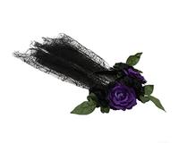 minkissy 1 Pc Fascia Fiore Rosa Copricapo Da Sposa Forcina Costumi Calendula Fascia Nera Ballo Studentesco Perline Per Della Fascia Morta Tour Mazzo Panno in Poliestere Black