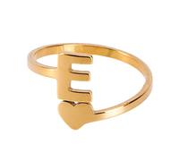 minkissy 1 Pz. Anello lettera inglese light lux gold rings present addobbi el party gioielli da dito chic squisita decorazione ad anello semplice anello di iniziali Acciaio inossidabile Golden