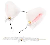 minkissy 1 Set fascia per orecchie di gatto fascia per la testa e campanello per il collo cappello di compleanno per gatti oggetti di scena decorativi per feste fascia per orecchio animale