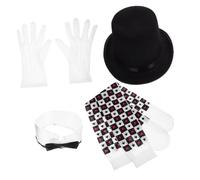 minkissy 1 Set Guanti Da Mago Cappello Da Costume Superiore Cappello Da Mago Costume Da Mago Cappelli Cappello a Cilindro Adulto Adulti Cappello a Cilindro Nero Black Tessuto