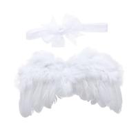 minkissy 1 Set Set di di piuma di angelo Accessori per costumi Costume da cosplay per Costume da ragazza angelo costume halloween neonata bandana del costume bianco bianca