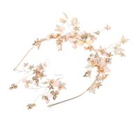 minkissy 1 Set Set Di Orecchini a Fascia Addio Nubilato Accessori Contorto Nozze Orecchini D'oro Bride Headband Arredamento Fascia Da Sposa Fascia Gioiello Lega Di Zinco