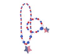 minkissy 1 Set Set Di Pendenti Stellari a Cinque Punti Braccialetto Del Dell'indipendenza Kit Di Ornamenti Di Perline Decorazioni Per Braccialetti Per Ragazza Di Legno