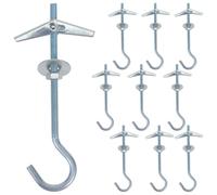 minkissy 10 Pezzi Gancio da Soffitto ad Espansione in Ferro, Argento | Finitura Liscia e Semplice, Parte Curva e Vite Integrata, per Piante Sospese e Organizzazione Domestica