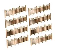 minkissy 10 Pezzi ringhiera in legno recinzione da giardino casa delle bambole con recinzione in miniatura in legno Light Brown