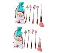 minkissy 12 Pz Di Natale Viaggio Pennello Fard Evidenziare Pennello in Polvere Regali Di Natale Pennello Per Il Trucco Delle Fate Forniture Per Feste a Sirena Decorazioni Natalizie