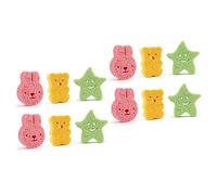 minkissy 12pezzi Spugne Da Bagno Per Loofah Naturale Forma Di Animali Stella Orso Coniglio Morbide e Assorbenti Per Bagnetto Divertente e Sicuro
